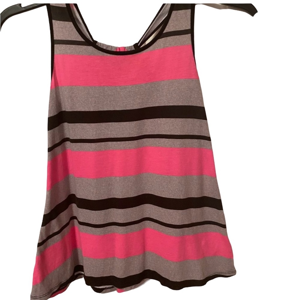 Total Girl striped pink/black/gray sleeveless racerback top sz 8